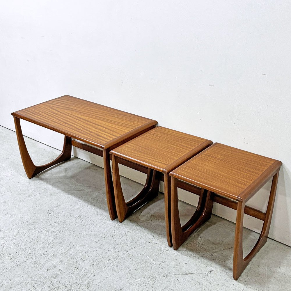 サンエルム・プロダクツ SUNELM Products チーク材 ネストテーブル スキーエンド 70's UKビンテージ 英国家具 ミッドセンチュリー ●