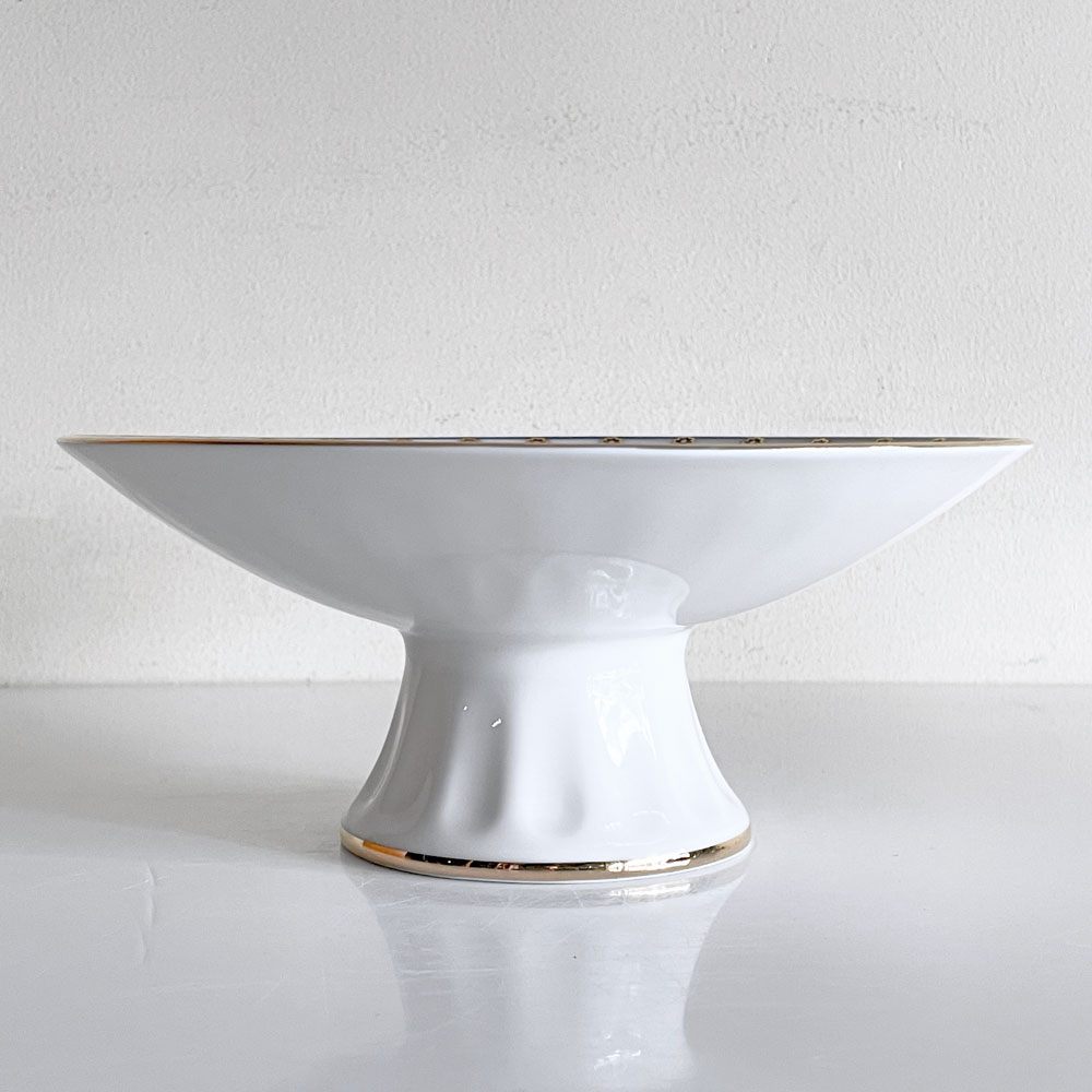 インペリアル ポーセリン IMPERIAL PORCELAIN 高台皿 ブルー 金彩 ボウル 深皿 陶器 ロシア食器 ■