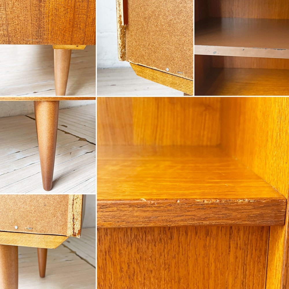 デンマークビンテージ Danish Vintage チーク材 サイドキャビネット シェルフ 引き戸 北欧家具 ★