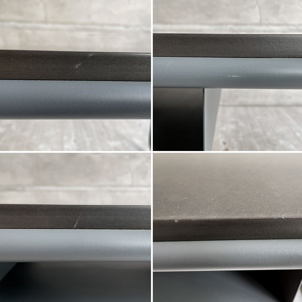 無印良品 MUJI × トーネット THONET スチールパイプ ローテーブル Lサイズ ラック付き ダークグレー ドイツ バウハウス 廃番希少 ♪