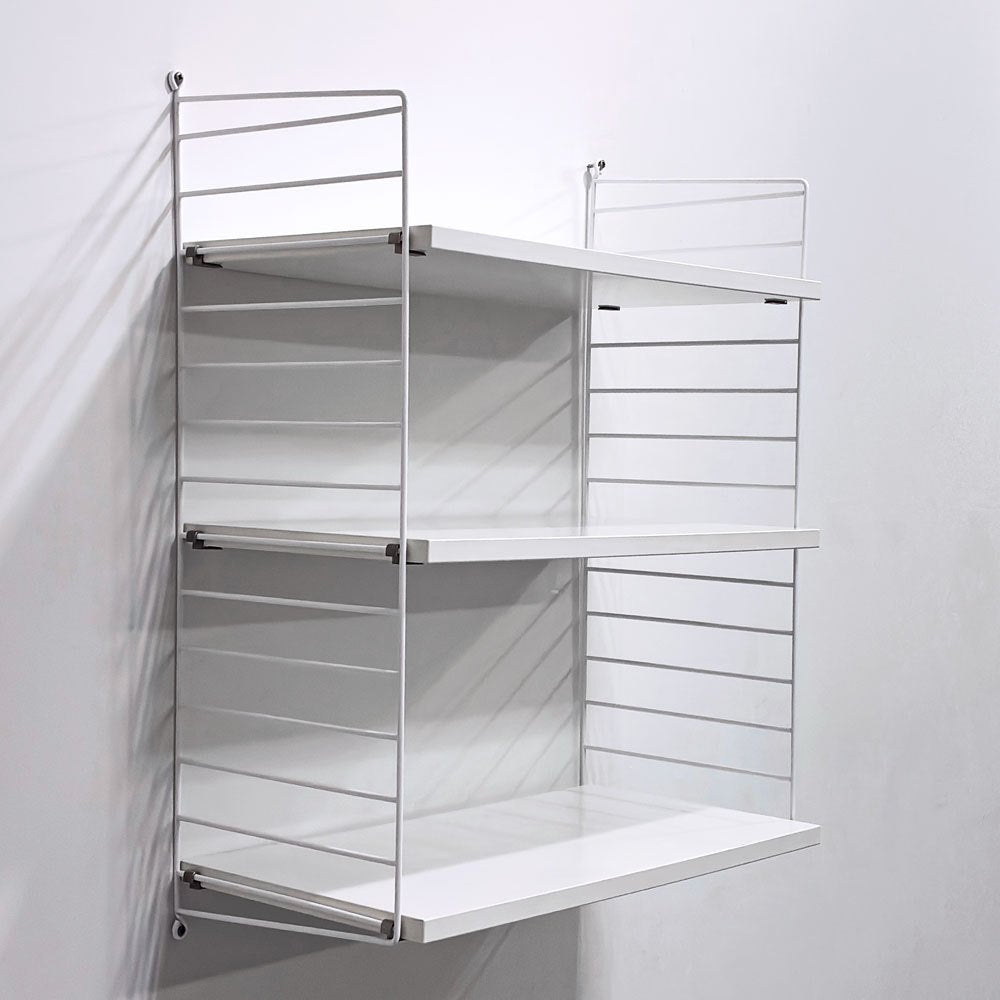 ストリングファニチャー String Furniture ストリングシステム シェルフ 棚板3枚 ウォールパネル ホワイト 壁付け棚 収納 スウェーデン ●