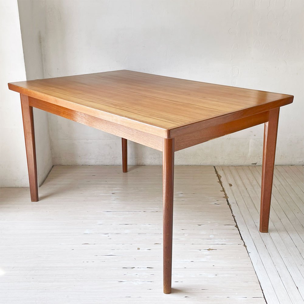 デンマークビンテージ Danish Vintage チーク材 エクステンション ダイニングテーブル 伸長式 ドローリーフ式 北欧家具 ★