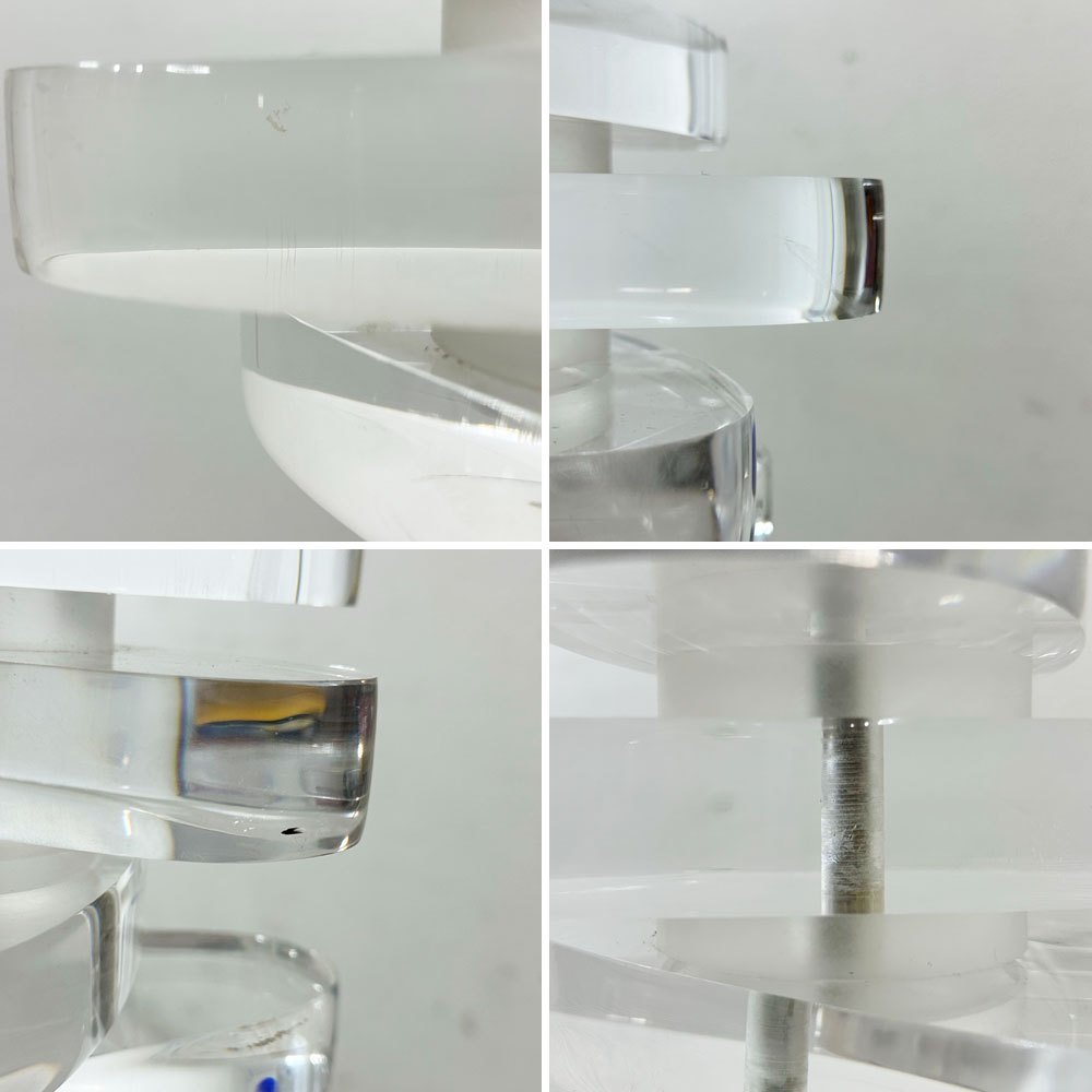 ビンテージ Vintage アクリル製 スパイラル フロアランプ スタンドライト 布シェード モダンデザイン ●