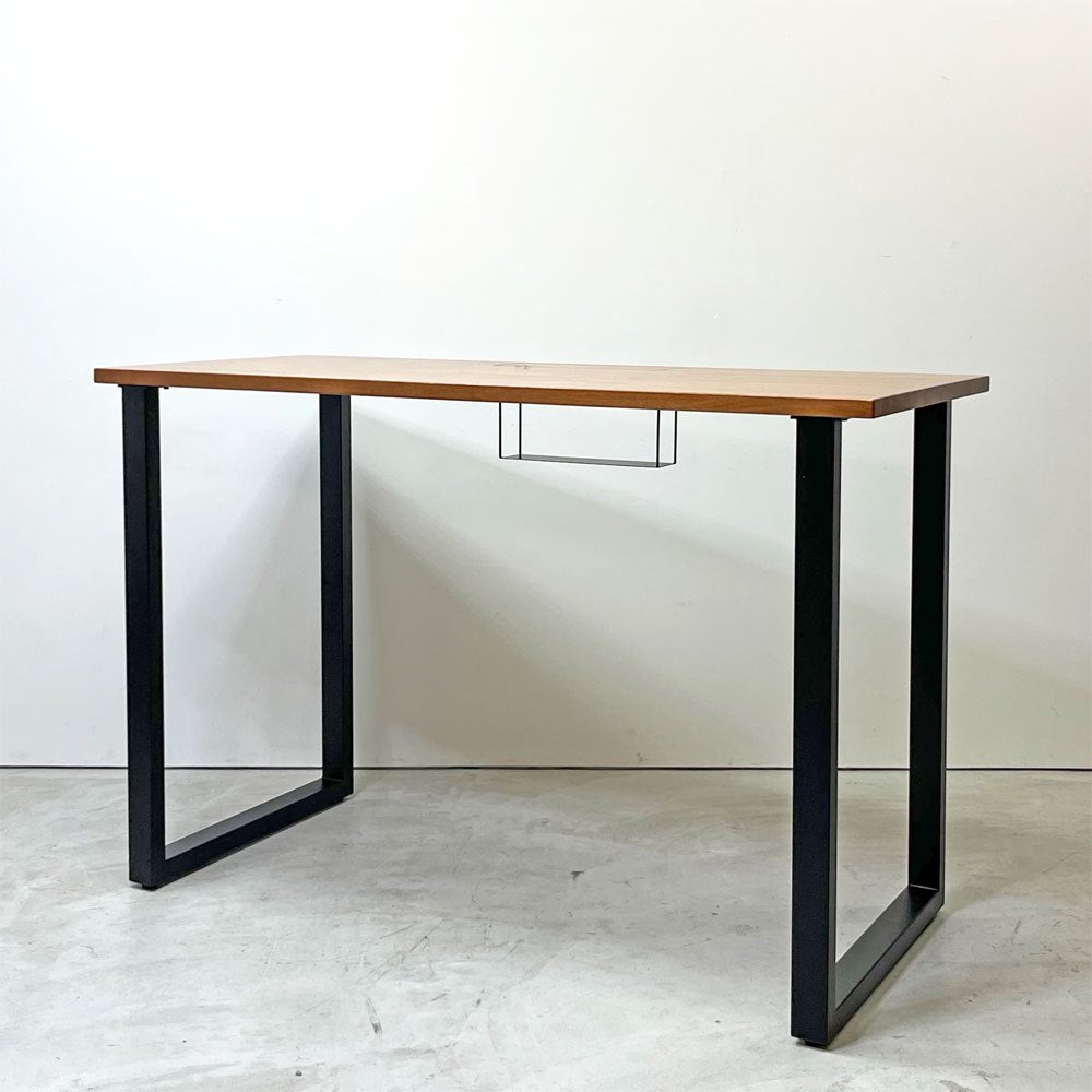 かなでもの KANADEMONO ザ・テーブル THE TABLE スタンディングデスク ラバーウッド材 ブラウン × ブラックスチール脚 W155xH104cm ●