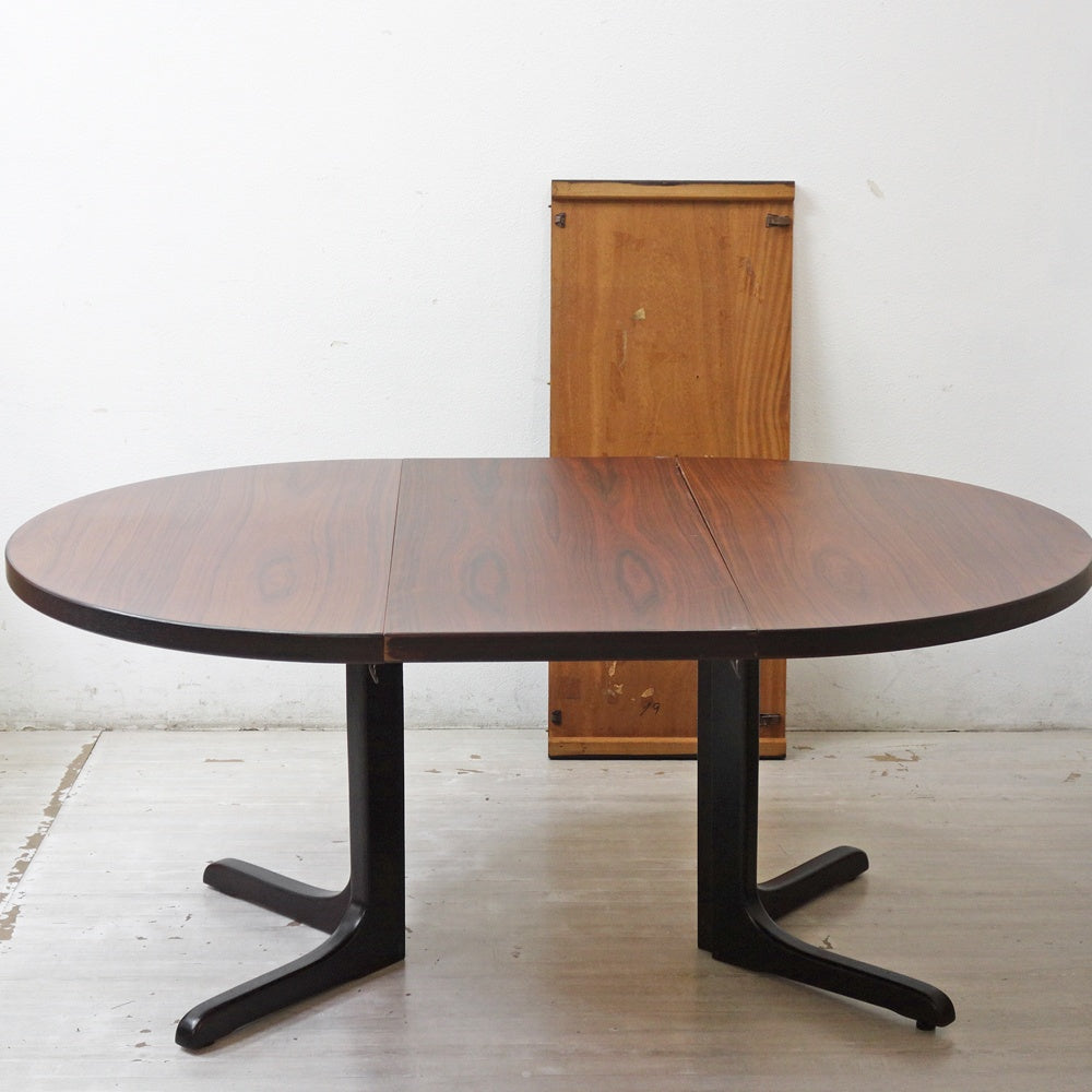北欧ビンテージ Scandinavia Vintage ローズウッド EXラウンドテーブル Φ120cm 伸長式 北欧家具 現状品 ●