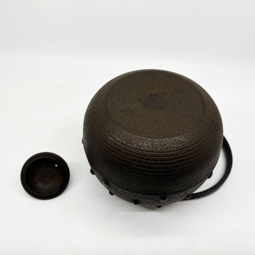 高橋大益 南部鉄器 鉄瓶 たまごもん ヒヨコ摘み 1.2L やかん 森のてつびん屋鉄瓶工房 現代作家 IH対応 箱付 ●