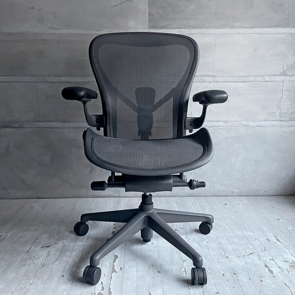 ハーマンミラー Herman Miller アーロンチェア リマスタード フル装備 Cサイズ デスクチェア オフィスチェア グラファイトベース ポスチャーフィットSL ヘッドレスト付き ♪
