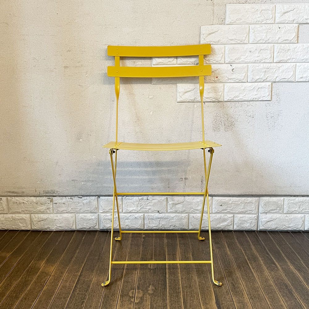 フェルモブ Fermob ビストロ BISTRO メタルチェア METAL CHAIR ガーデンチェア イエロー系 折りたたみ フランス 定価￥22,000- ◎
