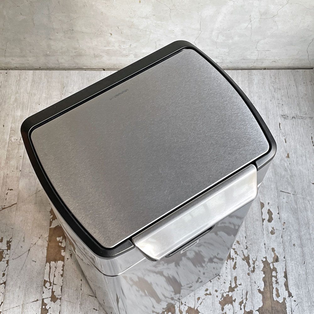 シンプルヒューマン Simple Human レクタンギュラータッチバーカン 30L ダストボックス ゴミ箱 ステンレス シルバー A ♪
