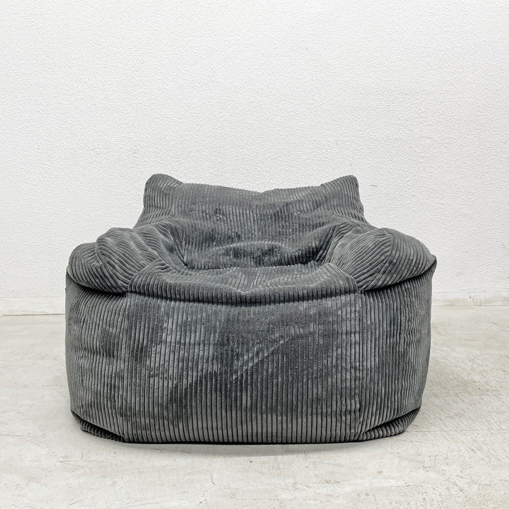 ルージー LOOSY ハグミー HUGME 1人掛けビーズソファ＋オットマン チャコール コーデュロイ 〓
