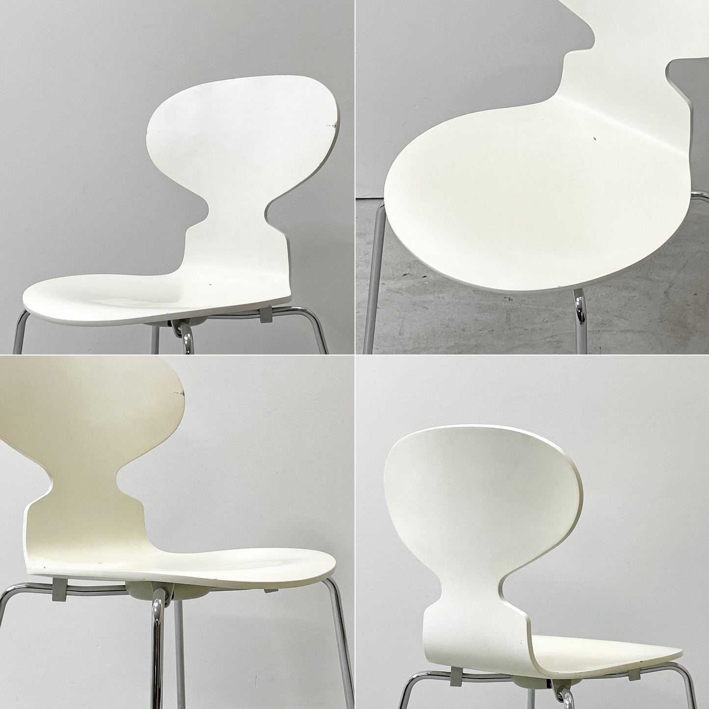 フリッツハンセン Fritz Hansen アントチェア ANT CHAIR アリンコチェア 4本脚 ホワイト ラッカー アルネ・ヤコブセン デンマーク 北欧家具 B ●