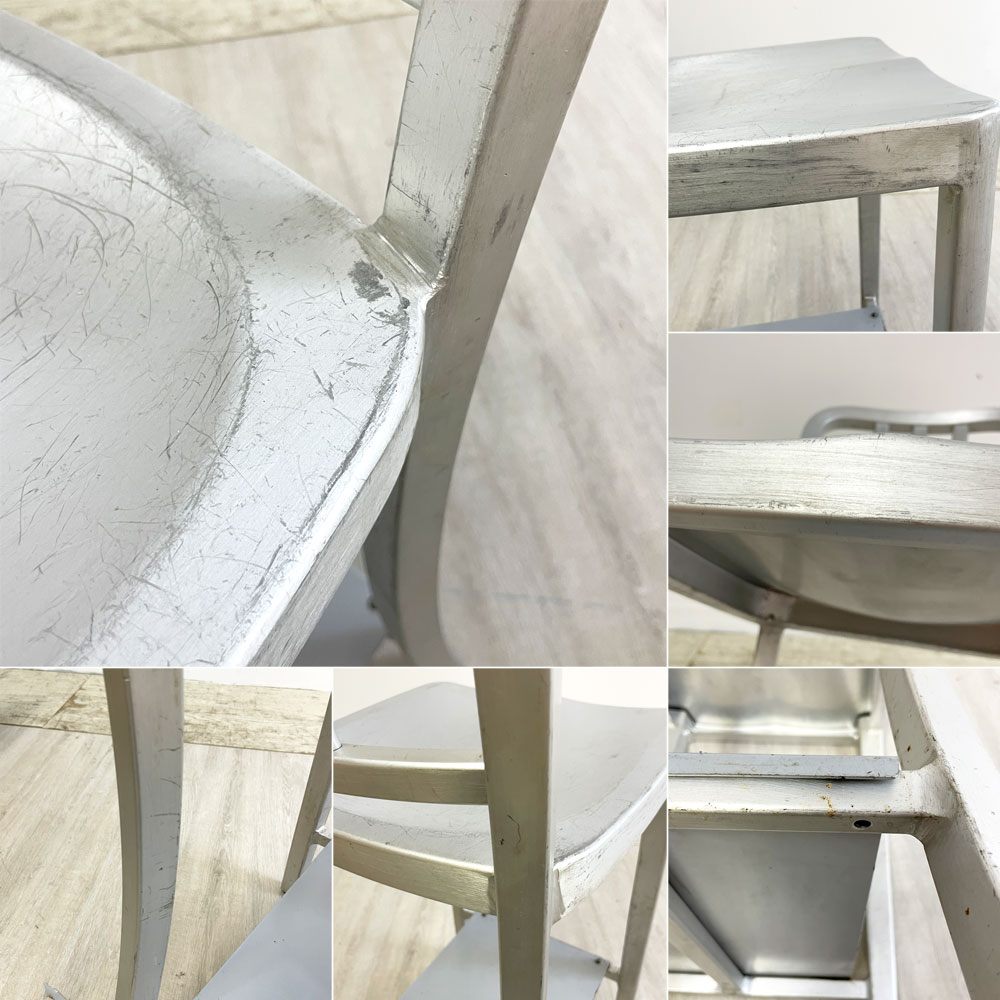 ネイビーバースツール Navy BarStool カウンターチェア リプロダクト アルミニウム インダストリアル デザイン 脚部カット品 H92.5cm B ●