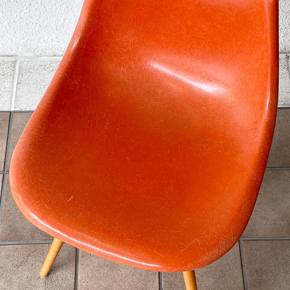 ハーマンミラー Herman Miller サイドシェルチェア セカンド 2nd FRP オレンジ ダウェルベース イームズ ビンテージ ミッドセンチュリー ◇