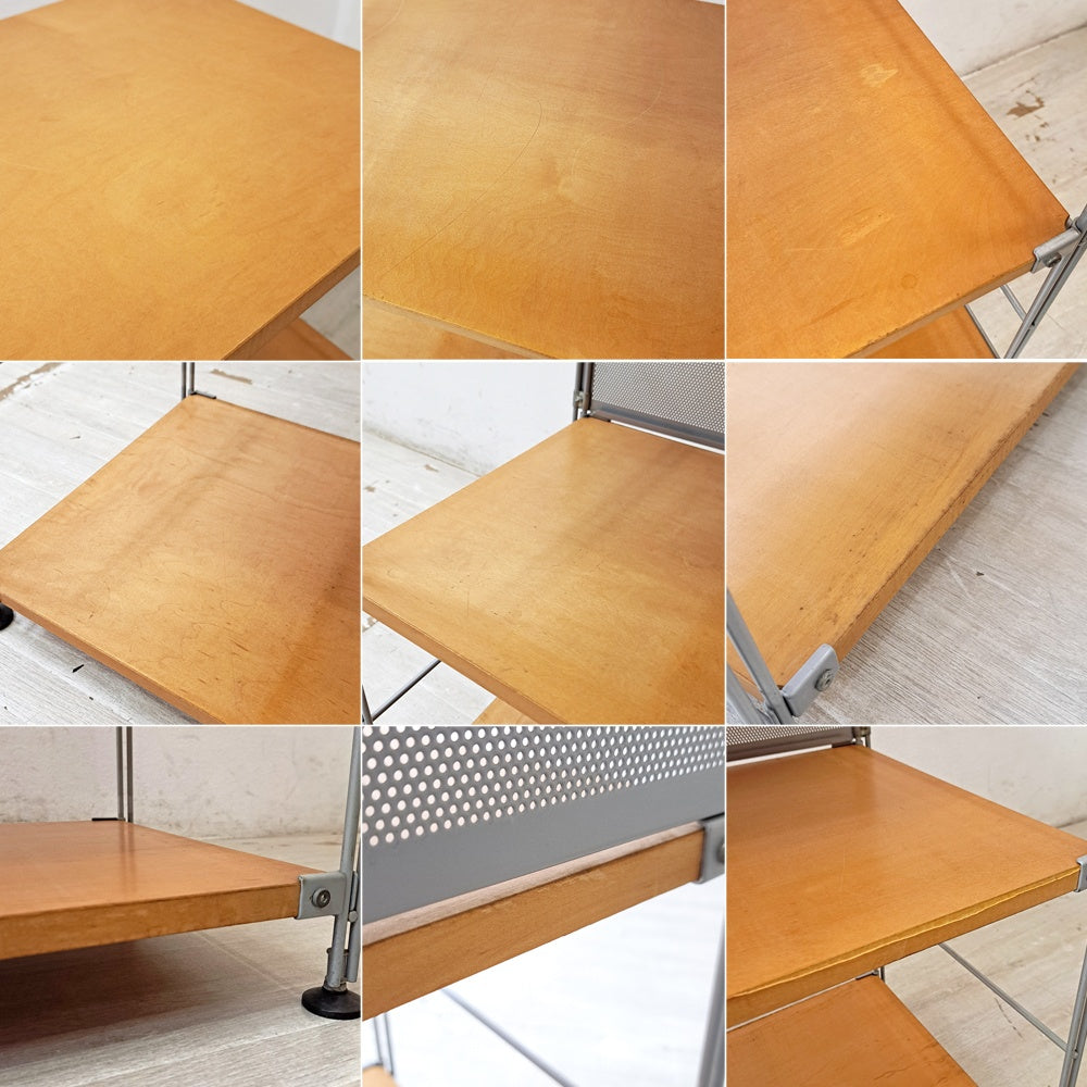 無印良品 MUJI ステンレスユニットシェルフ ワイド メープル材 棚板4枚 バックパネル付 W84.5 x H120cm シンプルナチュラル B ●
