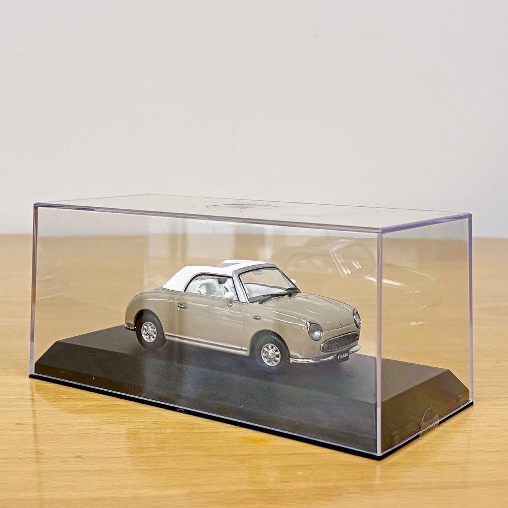京商 1/43 日産 NISSAN フィガロ FIGARO ミニカー モデルカー オープントップ ベージュ Topaz Mist コレクションケース付 ◎