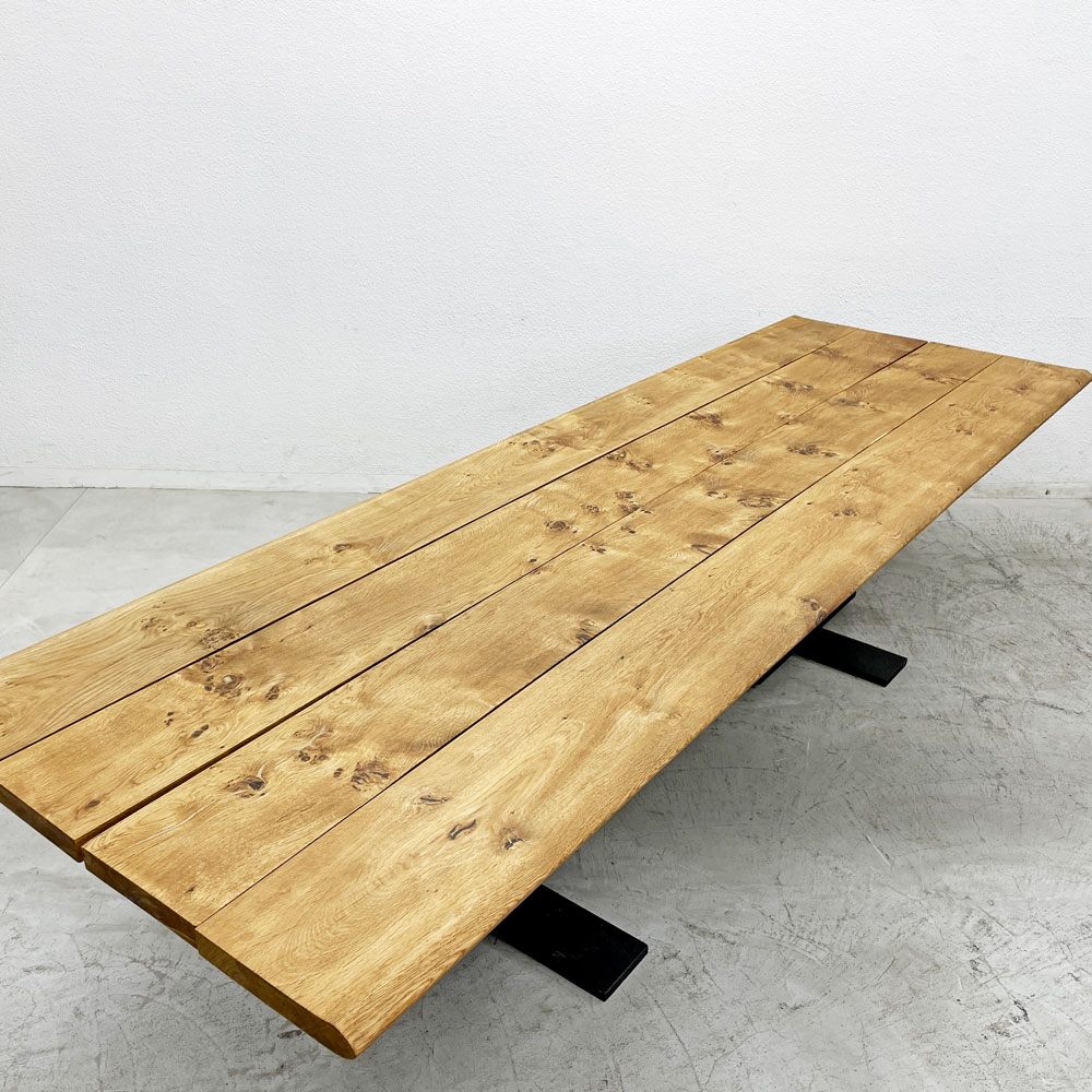 カッシーナ イクスシー Cassina ixc. 方・円 ホウエン HO-EN ダイニングテーブル フレンチオーク無垢材 スチールレッグ W300cm 戸沢忠蔵 廃番 〓