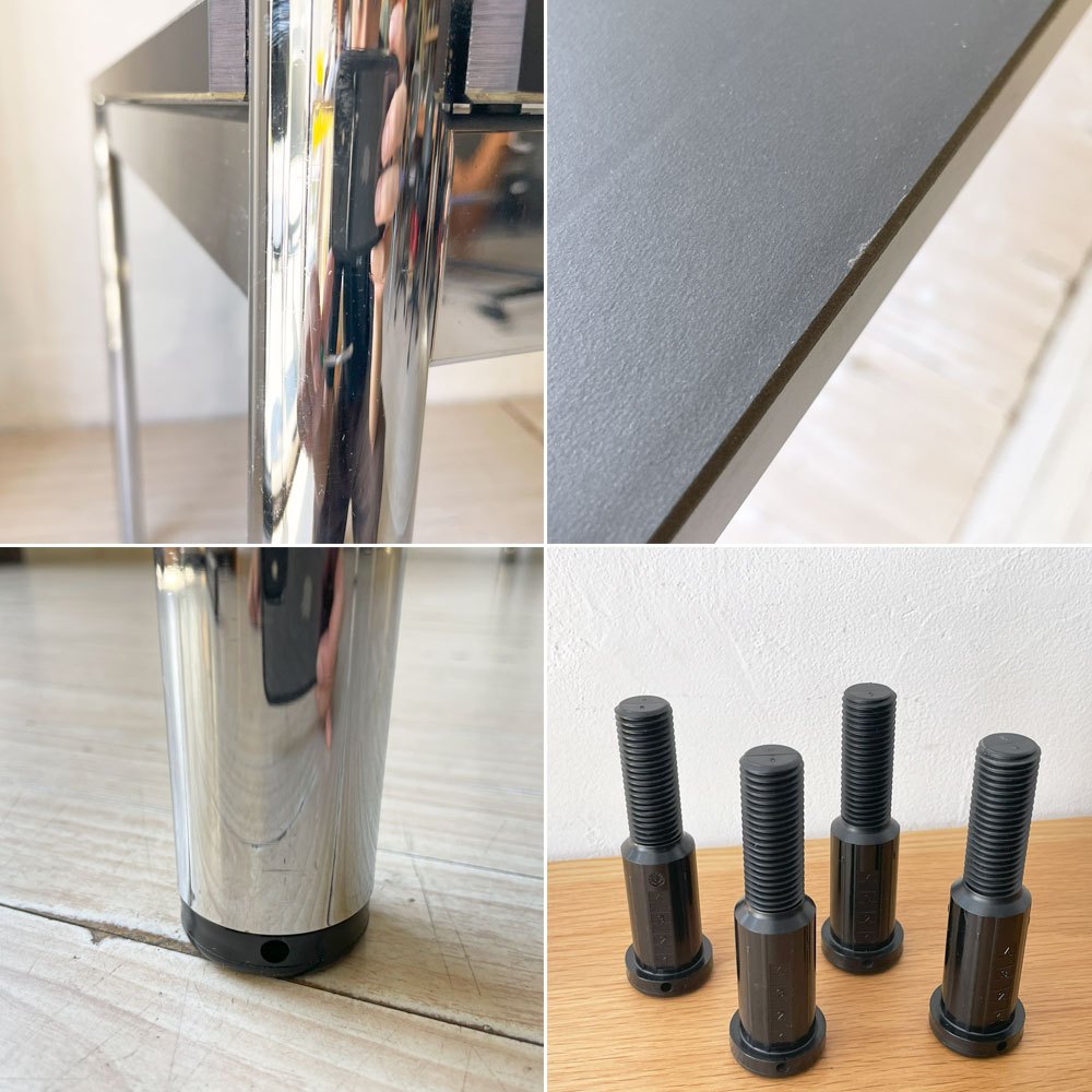 USMモジュラーファニチャー USM Haller USMハラーテーブル ワーキングデスク ダイニング チャコールリノリウム アジャスター 高さ調整機能付 スイス A★