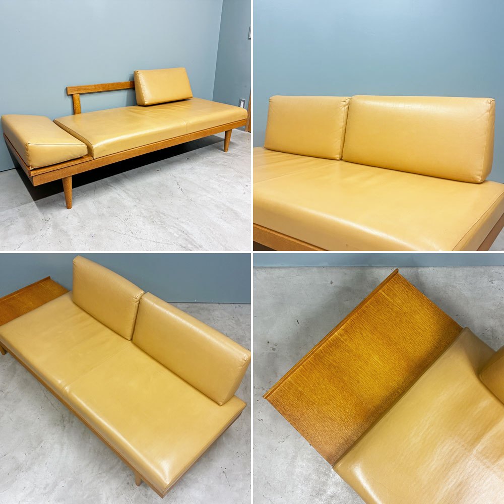 エコーネス EKORNES Svane デイベッド Ingmar Relling ノルウェー ビンテージ オーク材 本革 キャメル 北欧家具 ソファベッド ◎