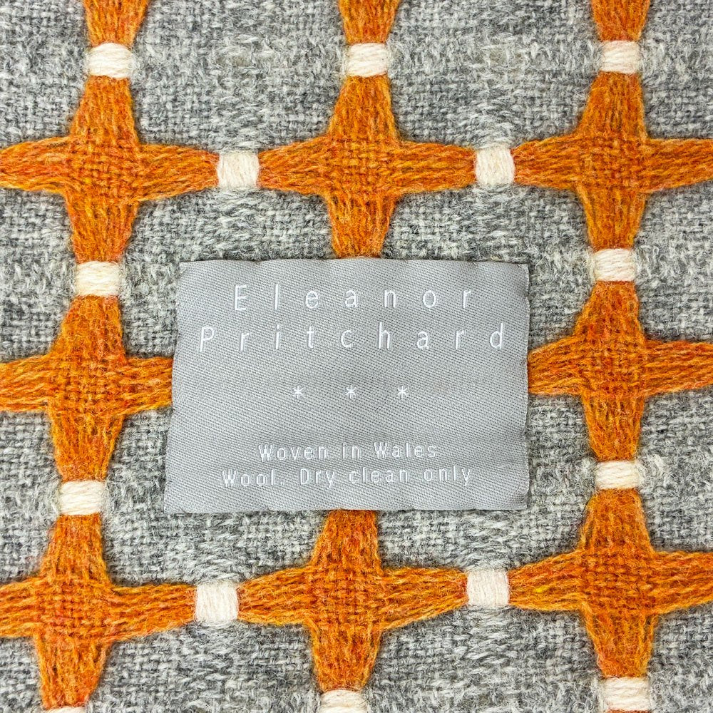 エレノア・プリチャード Eleanor Pritchard 625 Line グレー × オレンジ ブランケット 150×190cm イギリス 展示品 ◎