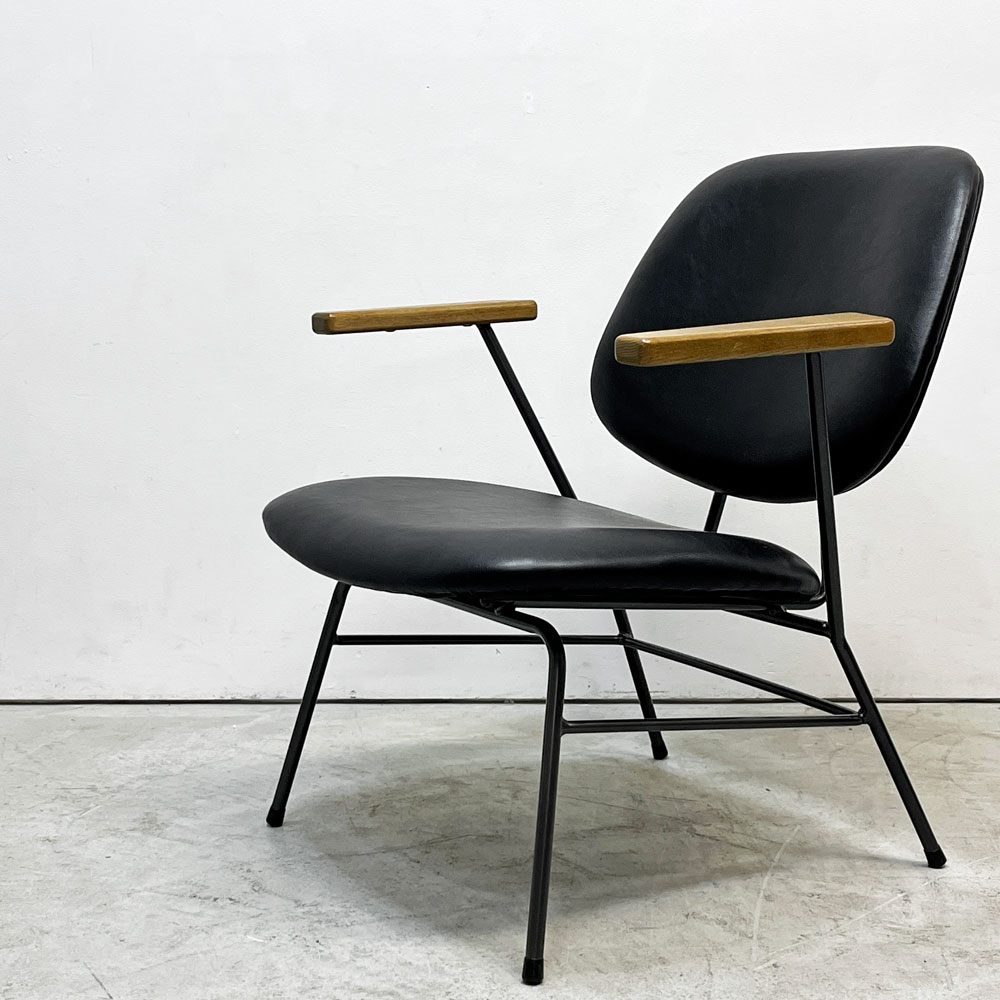 クラッシュゲート CRASHGATE ノットアンティークス Knot Antiques アボック ABOCK ラウンジチェア アームチェア 1人掛けソファ PUレザー オーク材 ブラック インダストリアル 関家具 展示品 ●