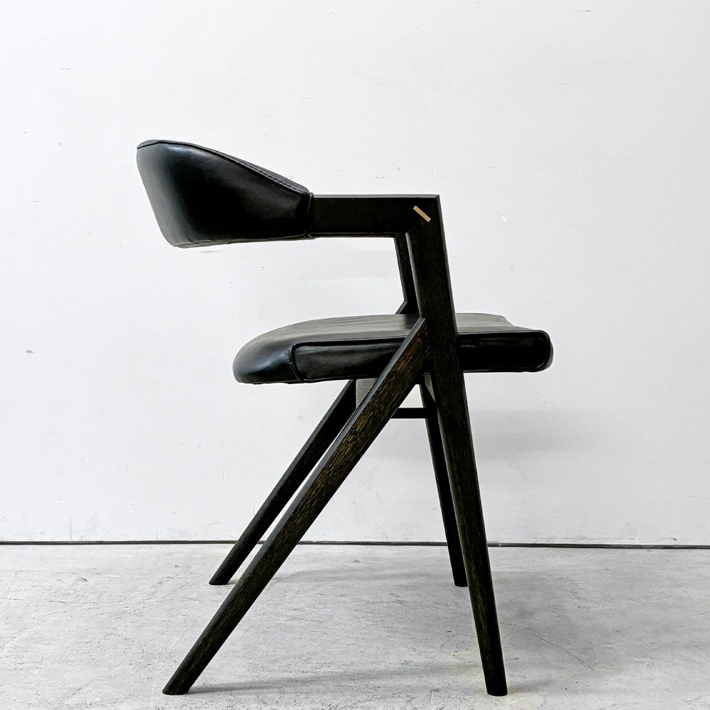 スクエアルーツ SQUARE ROOTS ランナチェア LANNA CHAIR ダイニングチェア アームチェア オーク材×牛革 レザー 参考価格￥77,000- A ●