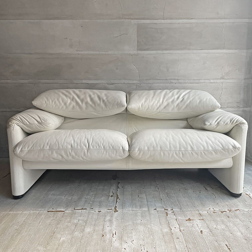 カッシーナ Cassina 675-2P マラルンガ MARALUNGA 2Pソファ  2人掛け レザー 本革 ホワイト ヴィコ・マジストレッティ ♪