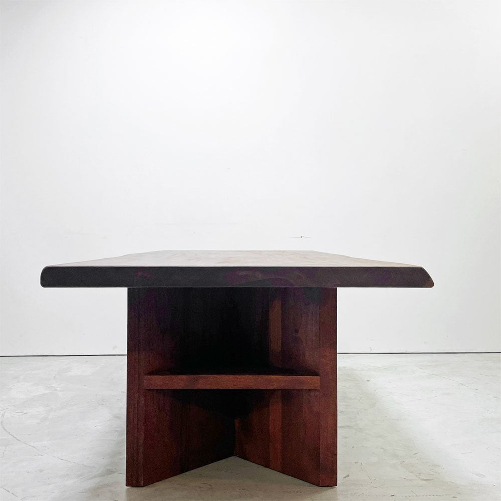 BC工房 無垢材 ダイニングテーブル LDテーブル センターテーブル兼用 三角脚 マホガニー天板 チーク脚 W185cm クラフト家具 ●