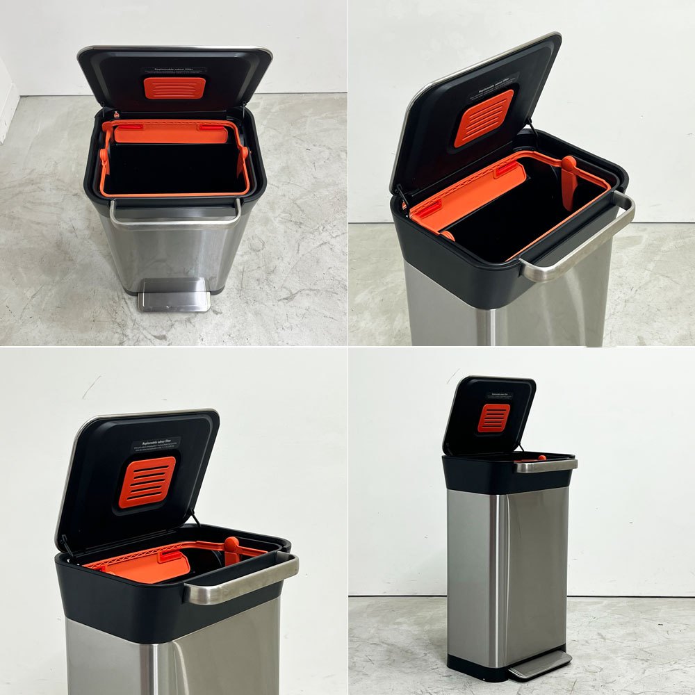 ジョセフジョセフ Joseph Joseph ゴミ箱 クラッシュボックス ステンレス 30L イタリア シルバー フットペダル ●