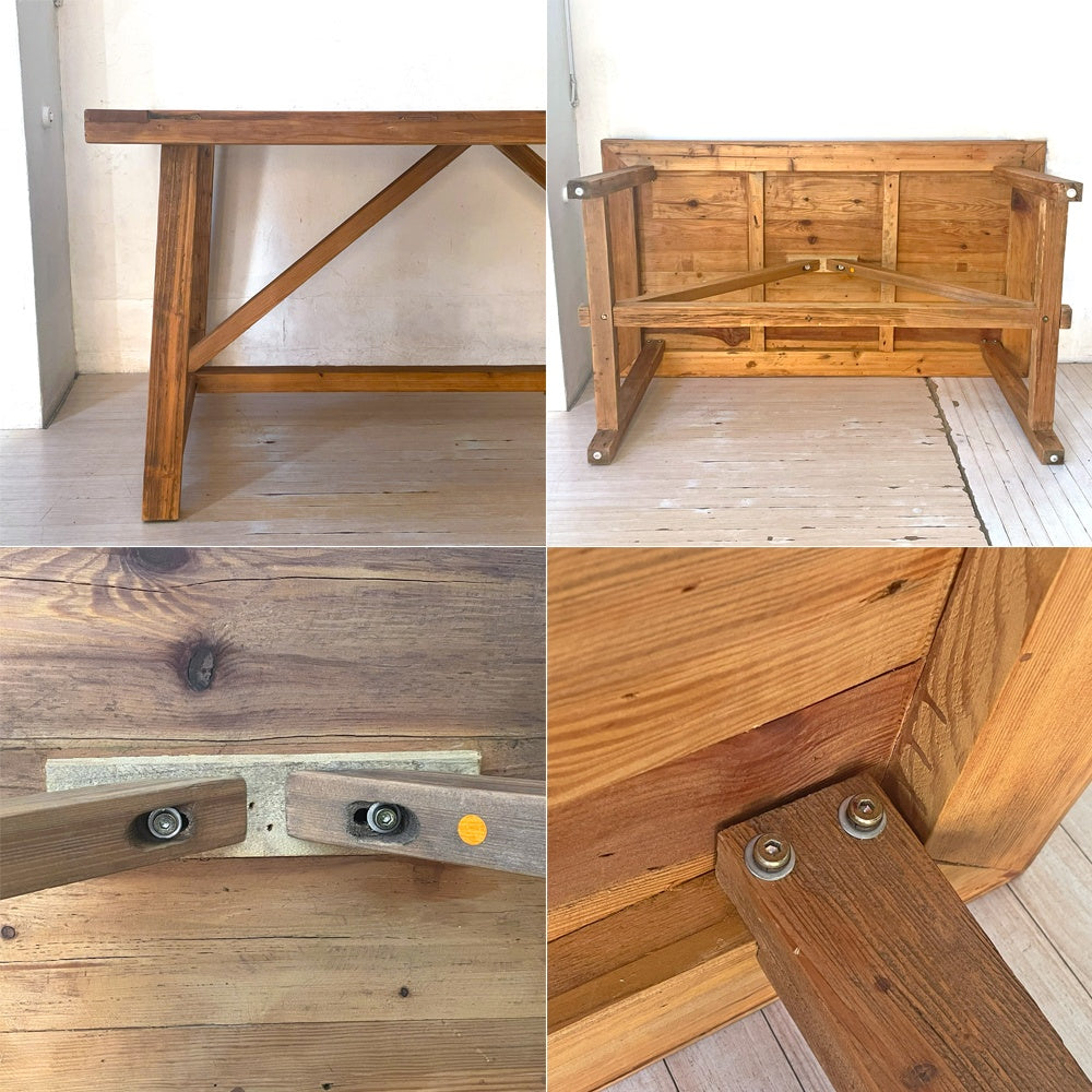 プールアニック Pourannick オールドデッキテーブル old deck table パイン古材×杉古材 ダイニングテーブル ★