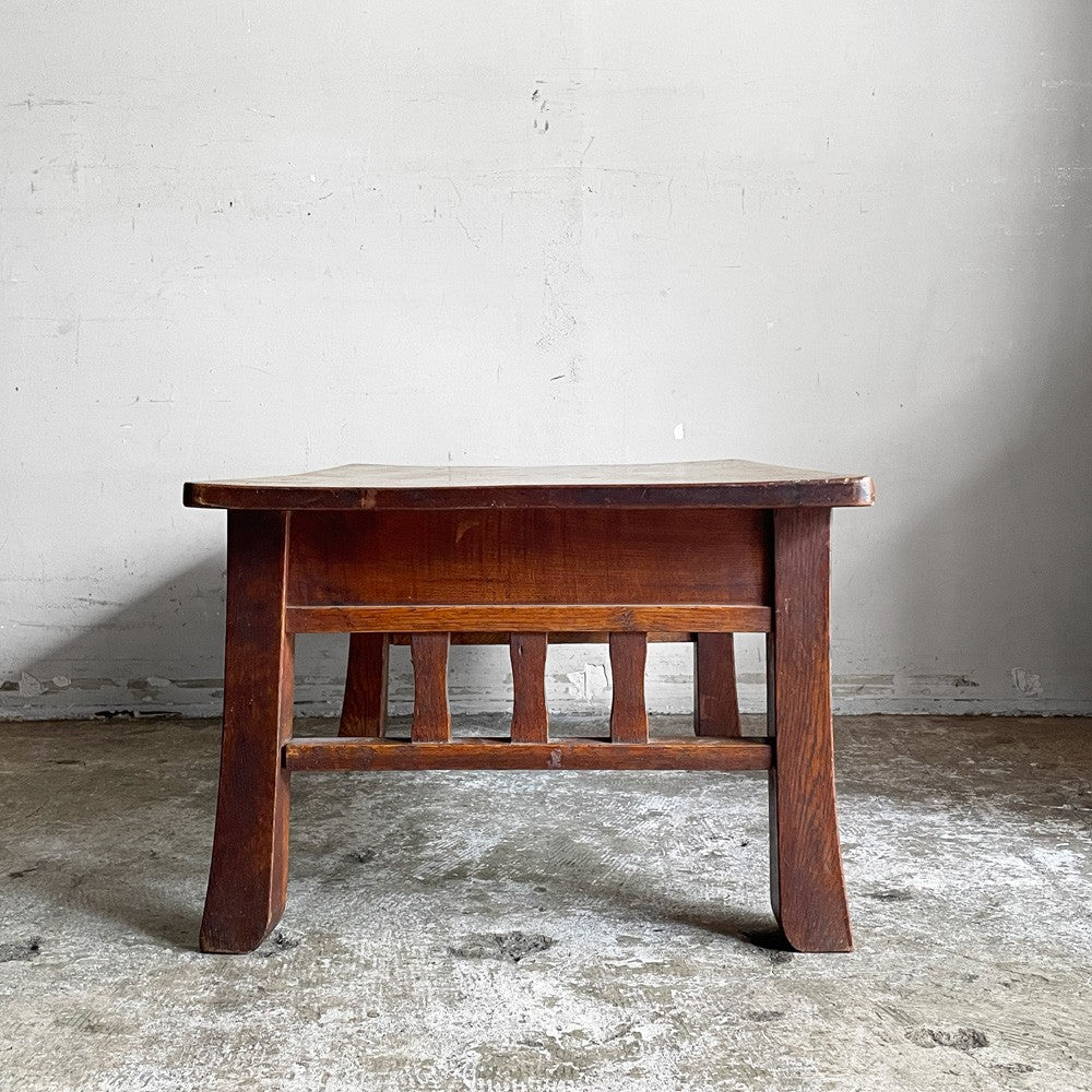 ジャパンビンテージ Japan Vintage 文机 座卓 ローテーブル 木製 抽斗2杯 時代家具 和家具 古道具 ■