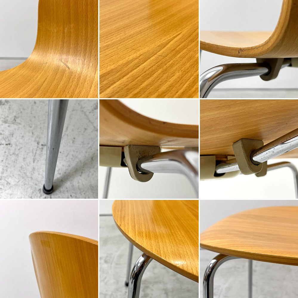 フリッツハンセン Fritz Hansen 3101 アリンコチェア アントチェア 4本脚 ナチュラルビーチ ラッカー仕上げ フェルトグライズ アルネ・ヤコブセン A ●