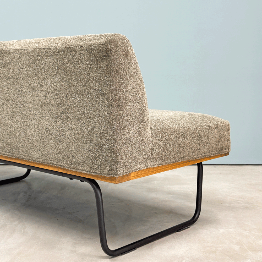 リセノ Re:CENO ワイリー WIRY 2人掛けソファ ベンチ クリンプ生地 グレー カバーリング スチール脚 ビンテージスタイル 定価￥86,800- ◎