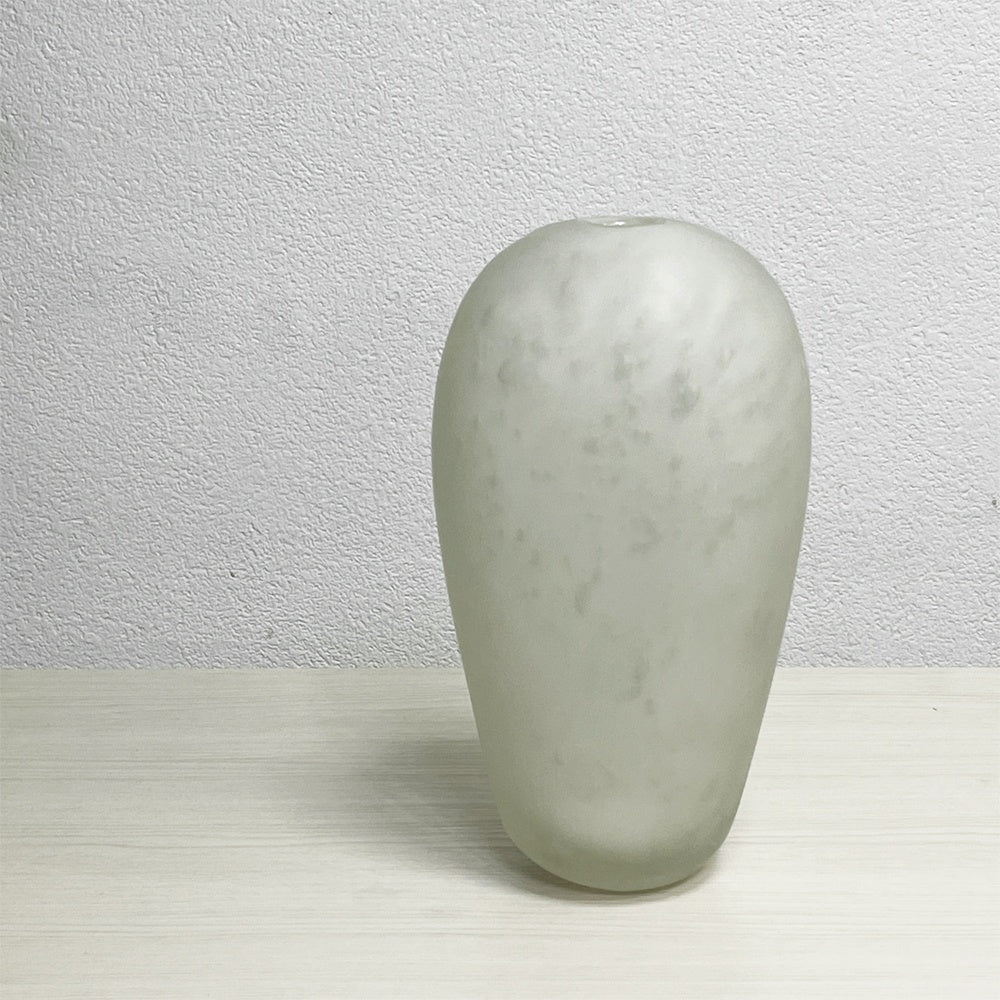 作者不明 unknown ガラス フラワーベース 一輪挿し 花器 H27cm マット加工 マーブル カットサイン有 ●