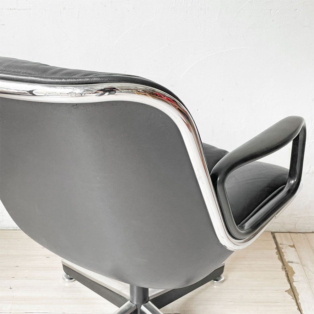 ノル Knoll ポロックチェア Pollock Chair エグゼクティブチェア デスクチェア 4本脚 グライズ仕様 レザー 本革 チャールズ・ポロック Charles Pollock ビンテージ ★