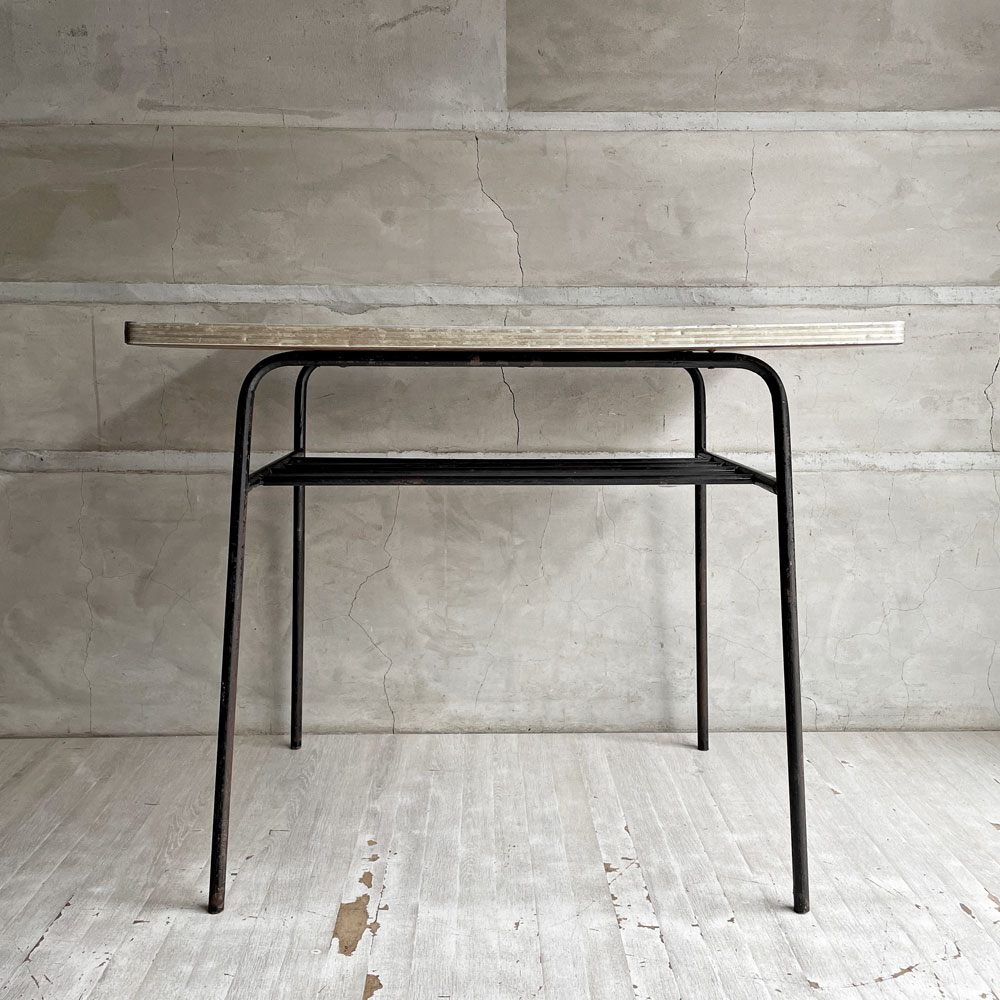 ジャパンビンテージ Japan Vintage デスク サイドテーブル ワークテーブル デコラトップ 鉄脚 インダストリアルテイスト 昭和レトロ  ♪