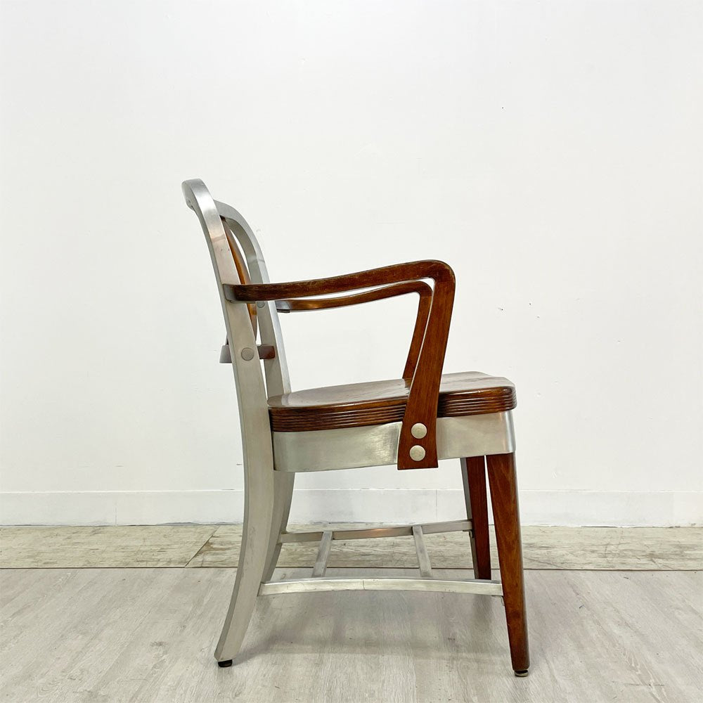 ショーウォーカー SHAW WALKER アルミニウム デスクチェア Aluminum Desk Chair アームチェア メイプル材×アルミ USビンテージ Vintage インダストリアル 希少 ●
