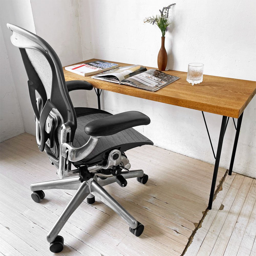 ハーマンミラー Herman Miller アーロンチェア Bサイズ ポスチャーフィット ウェイブ ポリッシュドアルミベース ビル・スタンフ ＆ ドン・チャドウィック ★