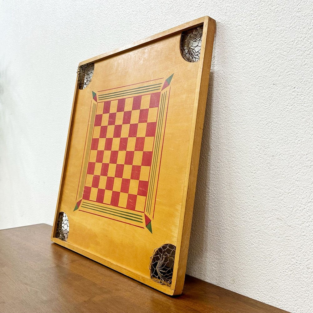 ビンテージ VINTAGE 木製 キャロムボード カロムボード おはじきビリヤード ゲーム ボードゲーム ●