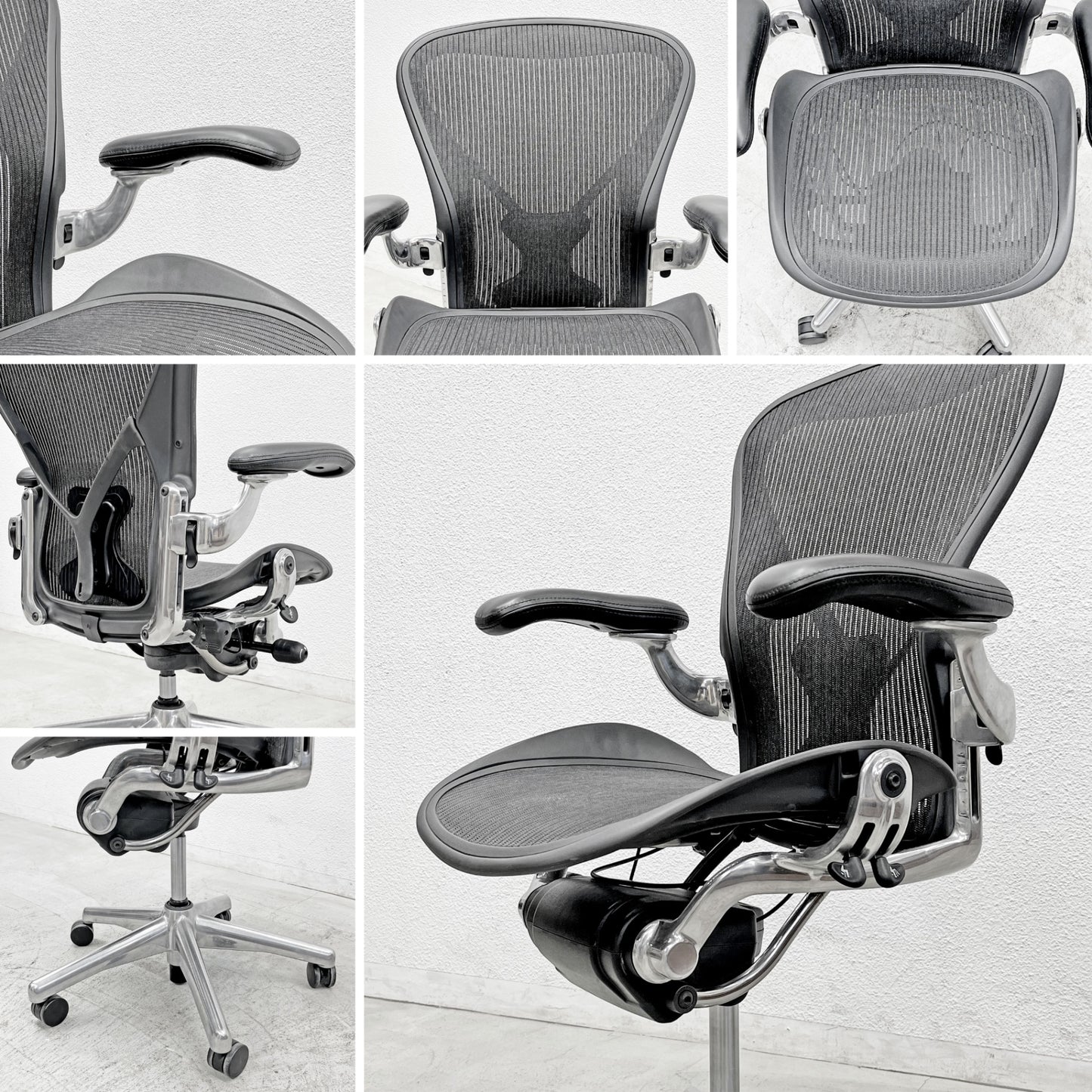 ハーマンミラー Herman Miller アーロンチェア Bサイズ ポスチャーフィット クラシックカーボンメッシュ ポリッシュドアルミベース ビル・スタンフ ＆ ドン・チャドウィック 〓