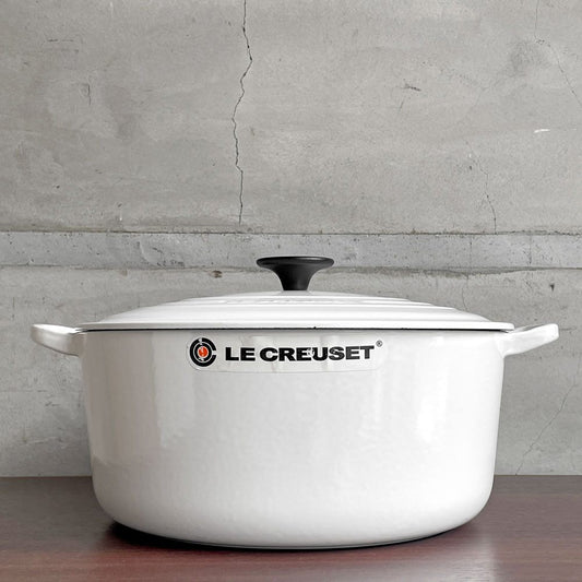 ルクルーゼ LE CREUSET ココットロンド 両手鍋 ホワイト 6.7ℓ 鋳物 ホーロー 28cm ♪