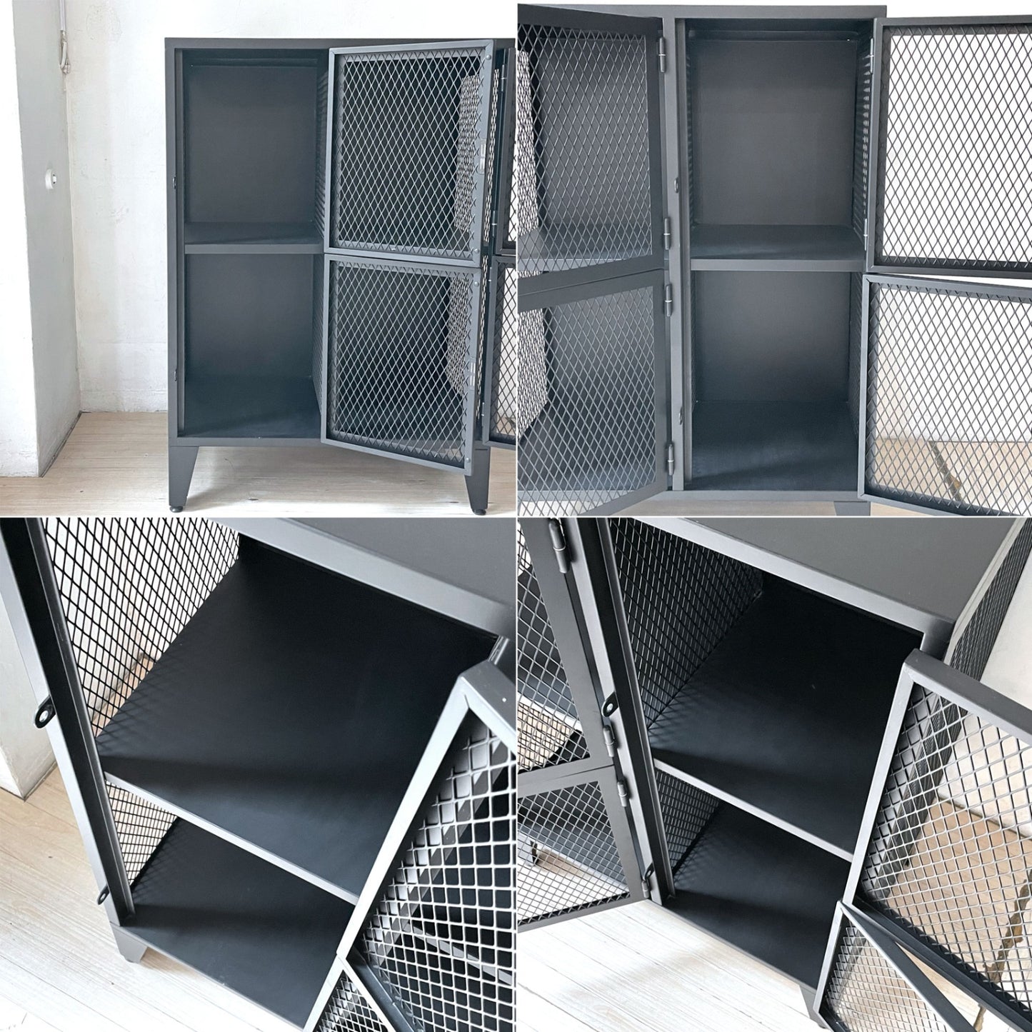 ジャーナルスタンダードファニチャー journal standard Furniture j.s.F  メッシュロッカー 2列2段 ブラック サイドキャビネット 南京錠付 ★