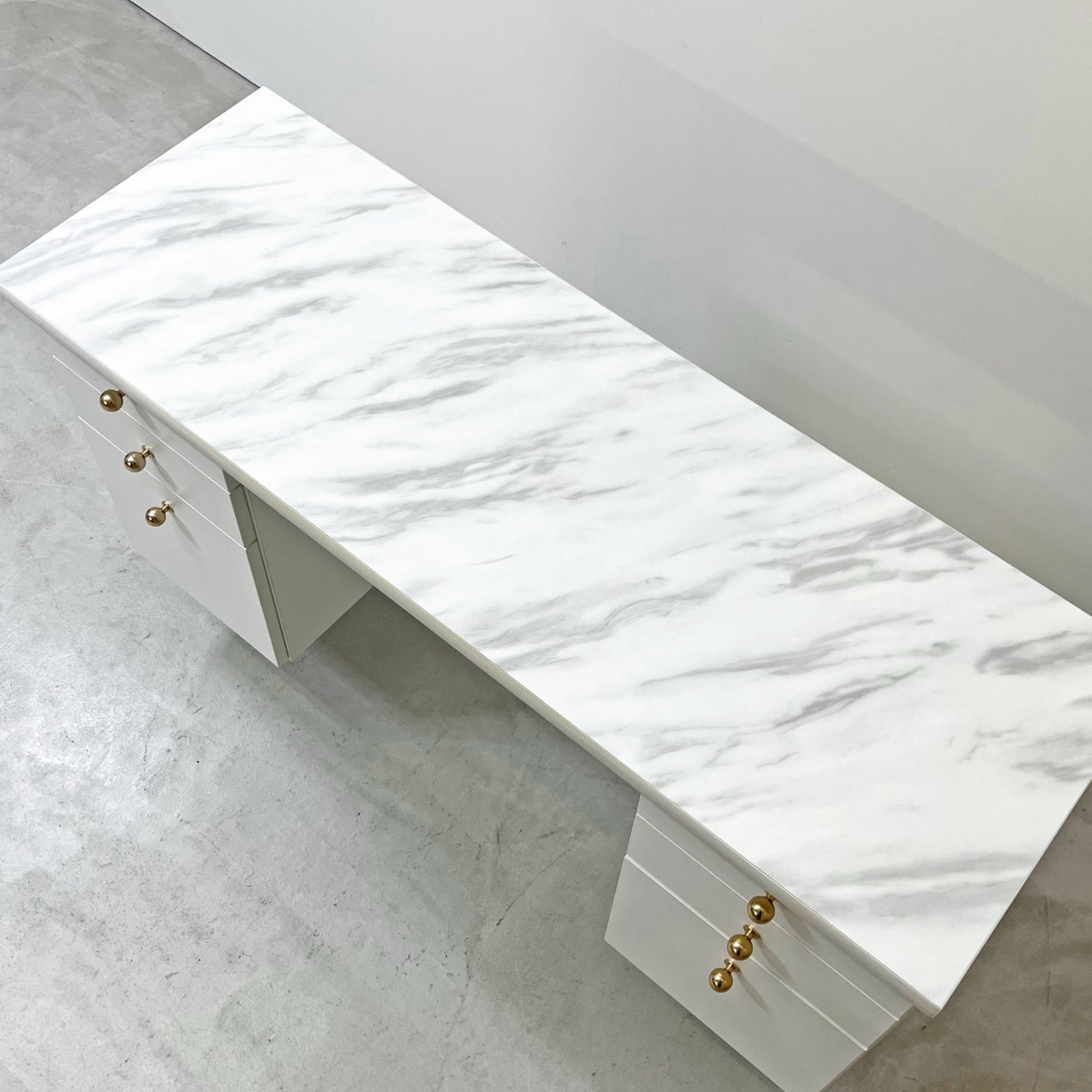 フランフラン Francfranc エルドラド ELDORADOコスメデスク ドレッサー w115cm 6ドロワー メラミン天板 大理石柄 ●