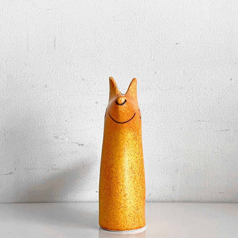 鹿児島睦 Makoto Kagoshima エンリトゥンヴァン En Liten Van きつね FOX ブラウン フラワーベース オブジェ 陶器 Keramikstudion 北欧 スウェーデン 現代作家 ■