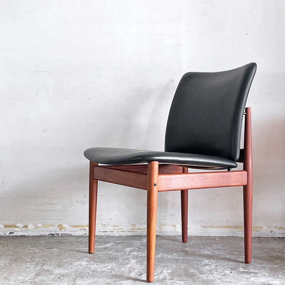 フランス＆サン France&Son 191チェア ダイニングチェア ラウンジチェア チーク材 レザー張り フィンユール Finn Juhl 北欧家具 ビンテージ ■