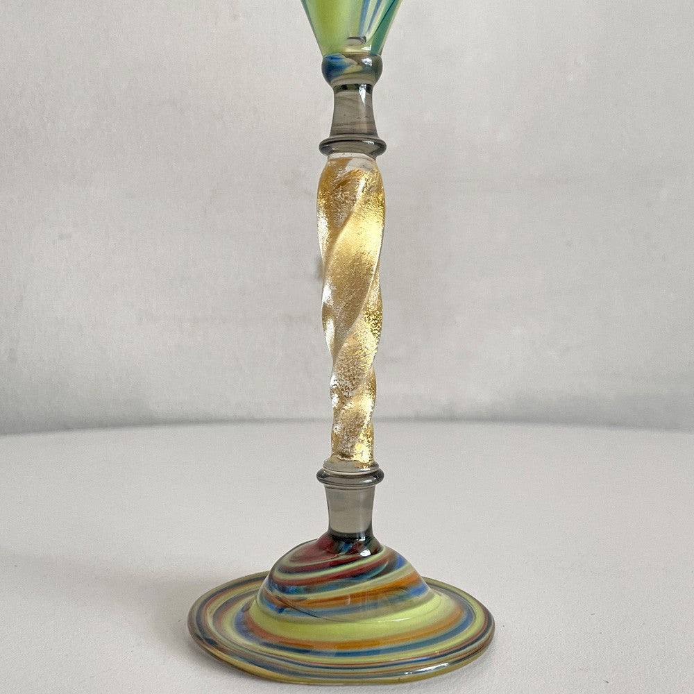 ベネチアングラス Venetian glass シャンパングラス ワイングラス 金彩 ムラーノ イタリア ■