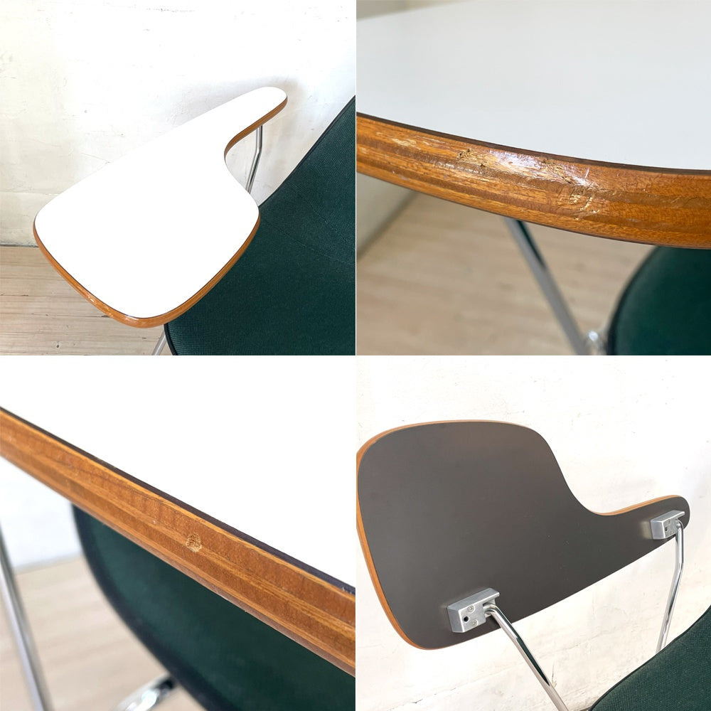 ハーマンミラー Herman Miller サイドシェルチェア セカンド 2nd ビンテージ アプホルスター スクールベース スタッキングベース 肘掛けテーブル付 イームズ ミッドセンチュリー I ★