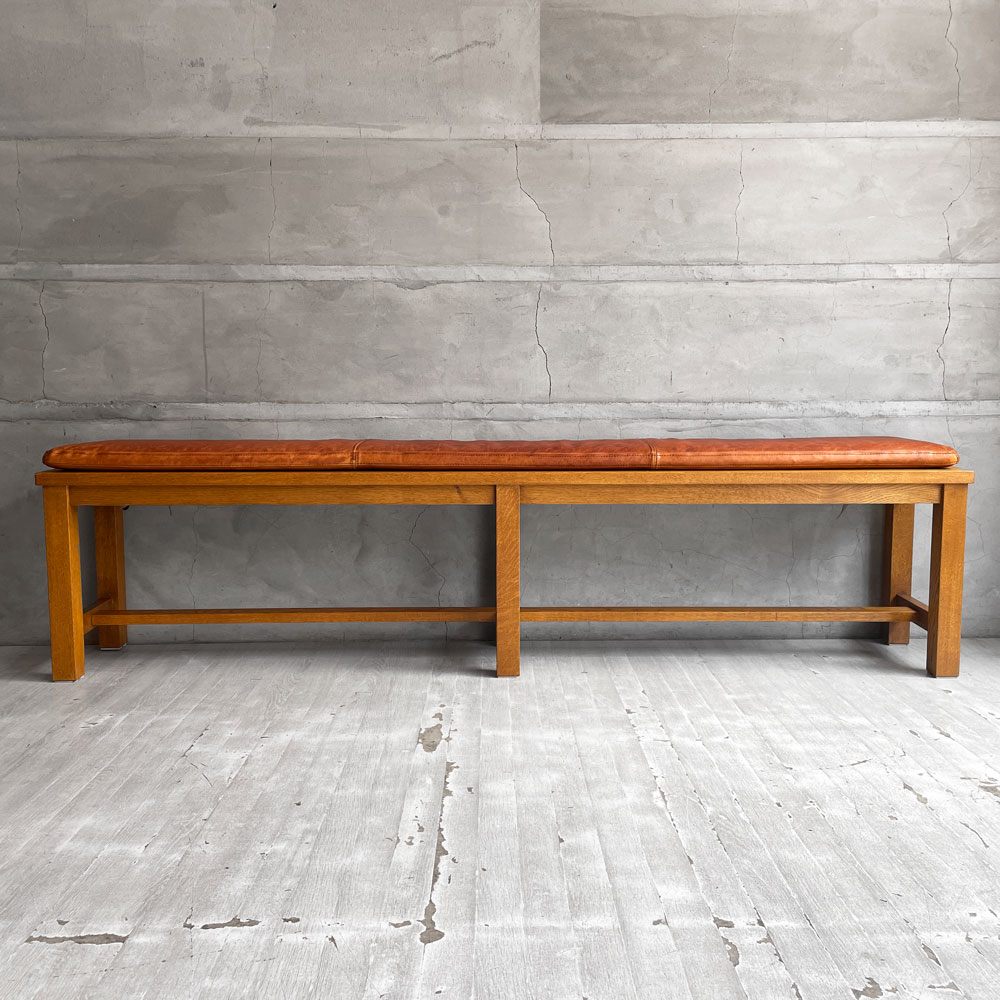 トラックファニチャー TRUCK FURNITURE SRベンチ SR BENCH ダイニングベンチ ナラ無垢材 レザー 本革 W175cm ♪