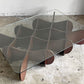 イーアンドワイ E&Y マトリックス テーブル MATRIX TABLE Lサイズ ダークブラウン ビーチ材プライウッド ガラス天板 アンドリュー・タイ w110cm モダンデザイン ■