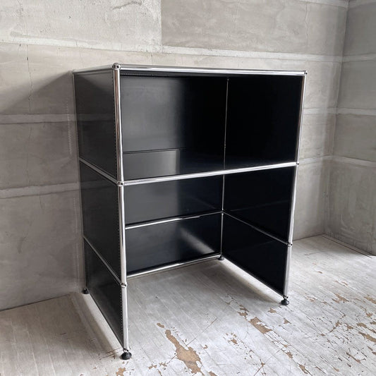 USMハラー USM Haller モジュラーファニチャー カウンターデスク ショップカウンター キャビネット オープンシェルフ グラファイトブラック アジャスター スイス 店舗什器 ♪