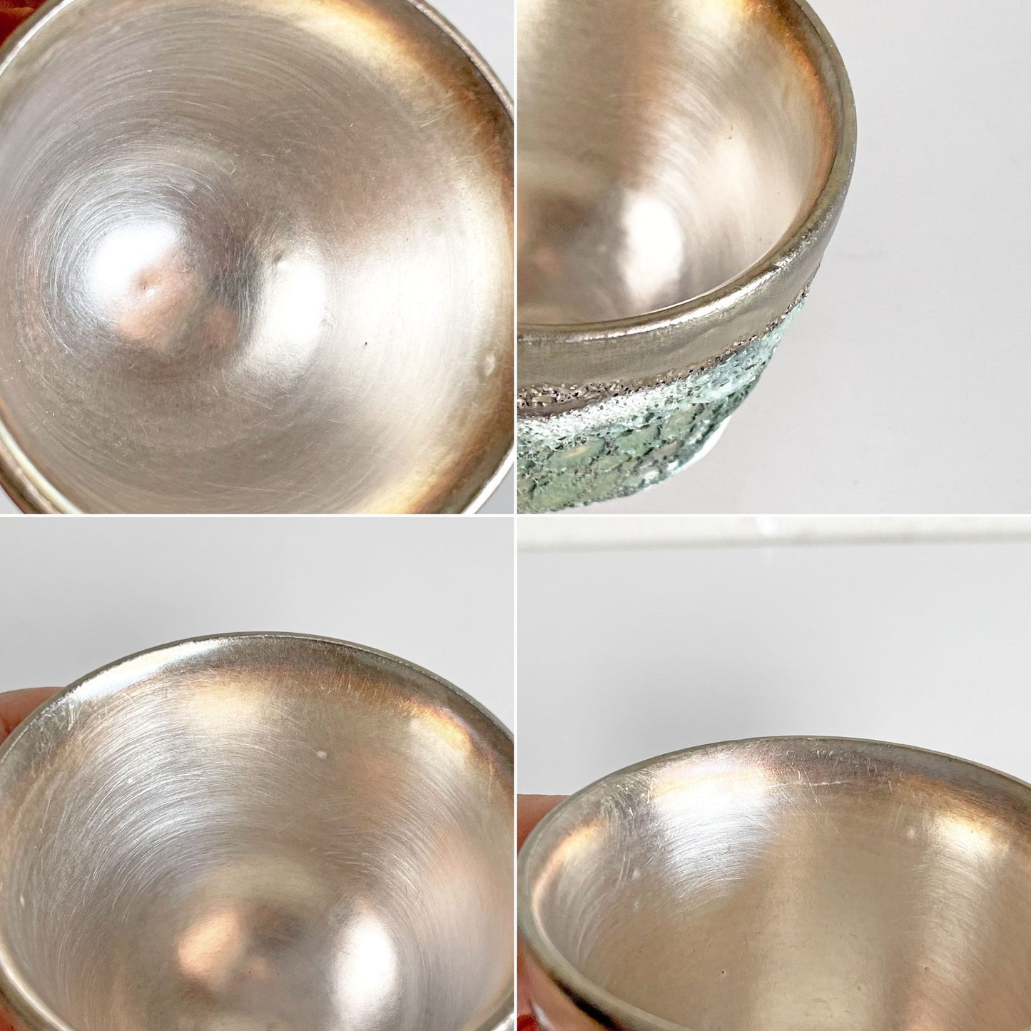 福村龍太 白銀彩 ぐい吞み 半磁器 Φ6.5×H5cm 日月窯 陶芸 現代作家 A ■